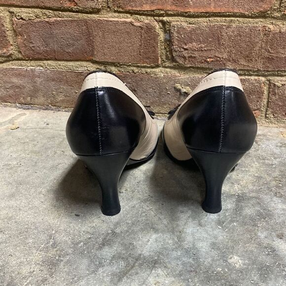 Enzo Angiolini Ea Heddie Black & Cream Leather Pumps Size 8 - Picture 4 of 11